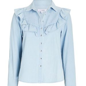 Intermix Lindsey Ruffled Chambray Shirt - light blue - Small
